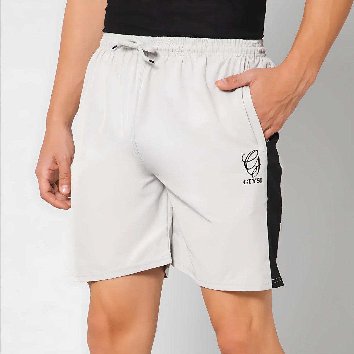 Stripe Grey Shorts with Zippers