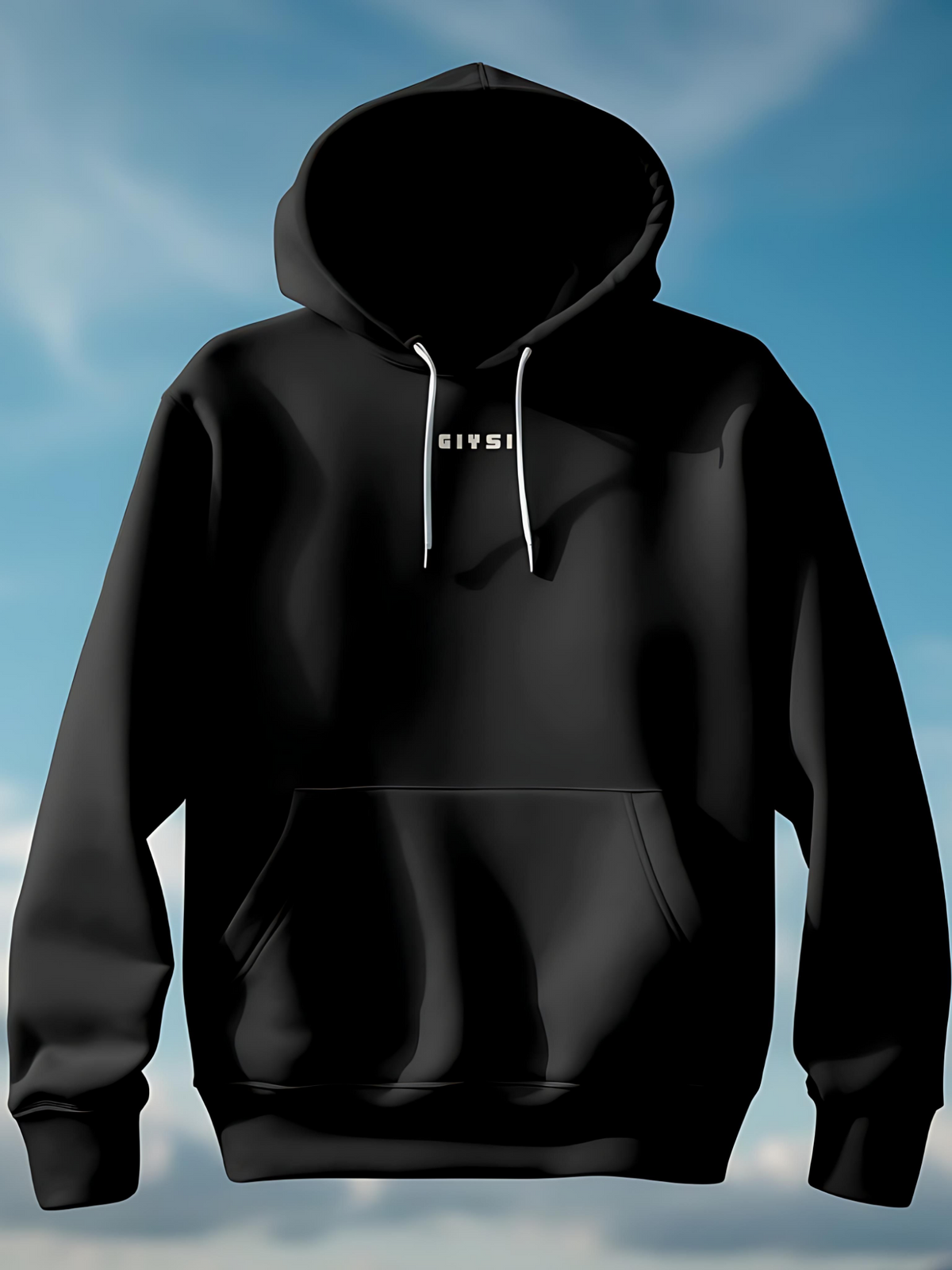 Oversized Black Printed Hoodie