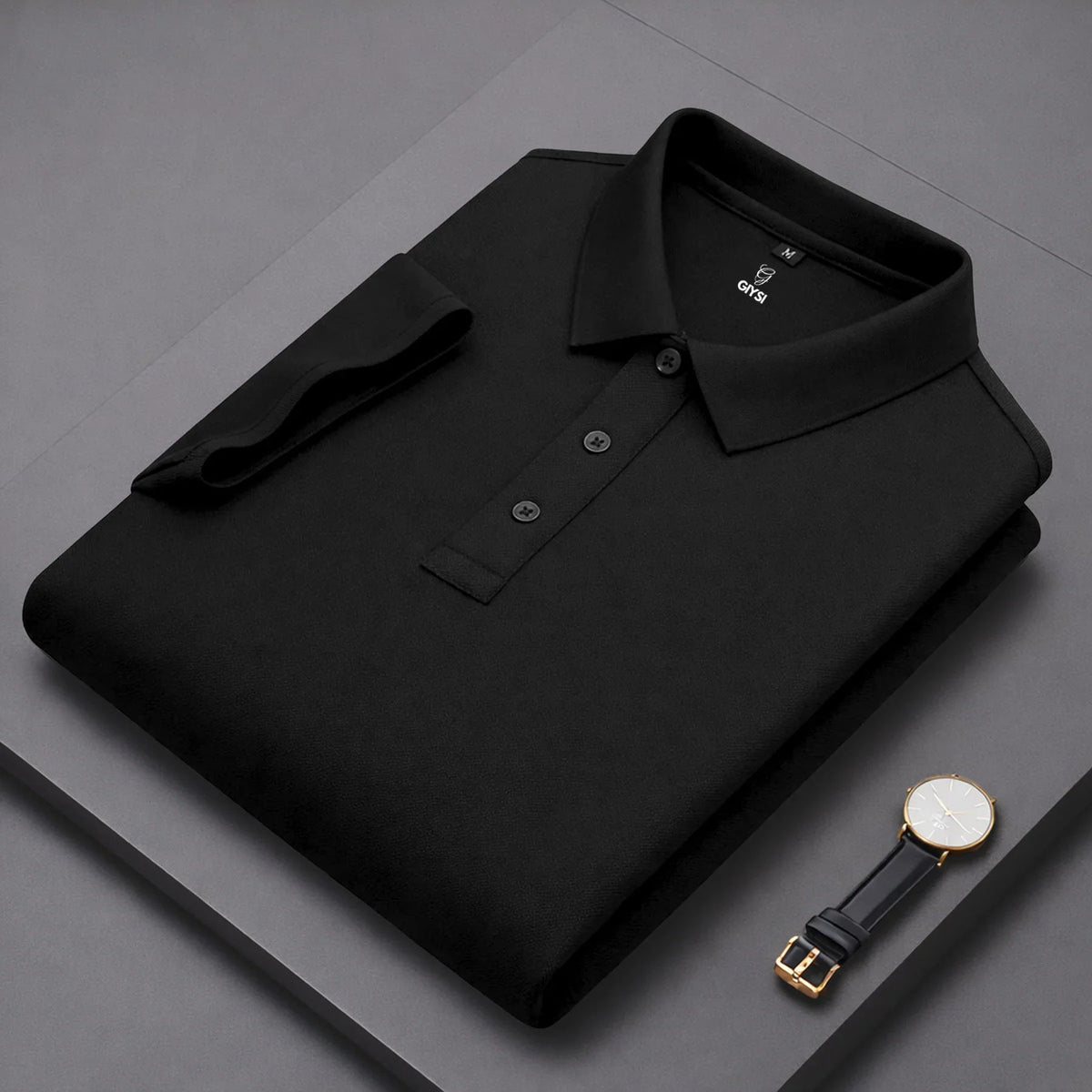 Black Polo Cotton T-shirt