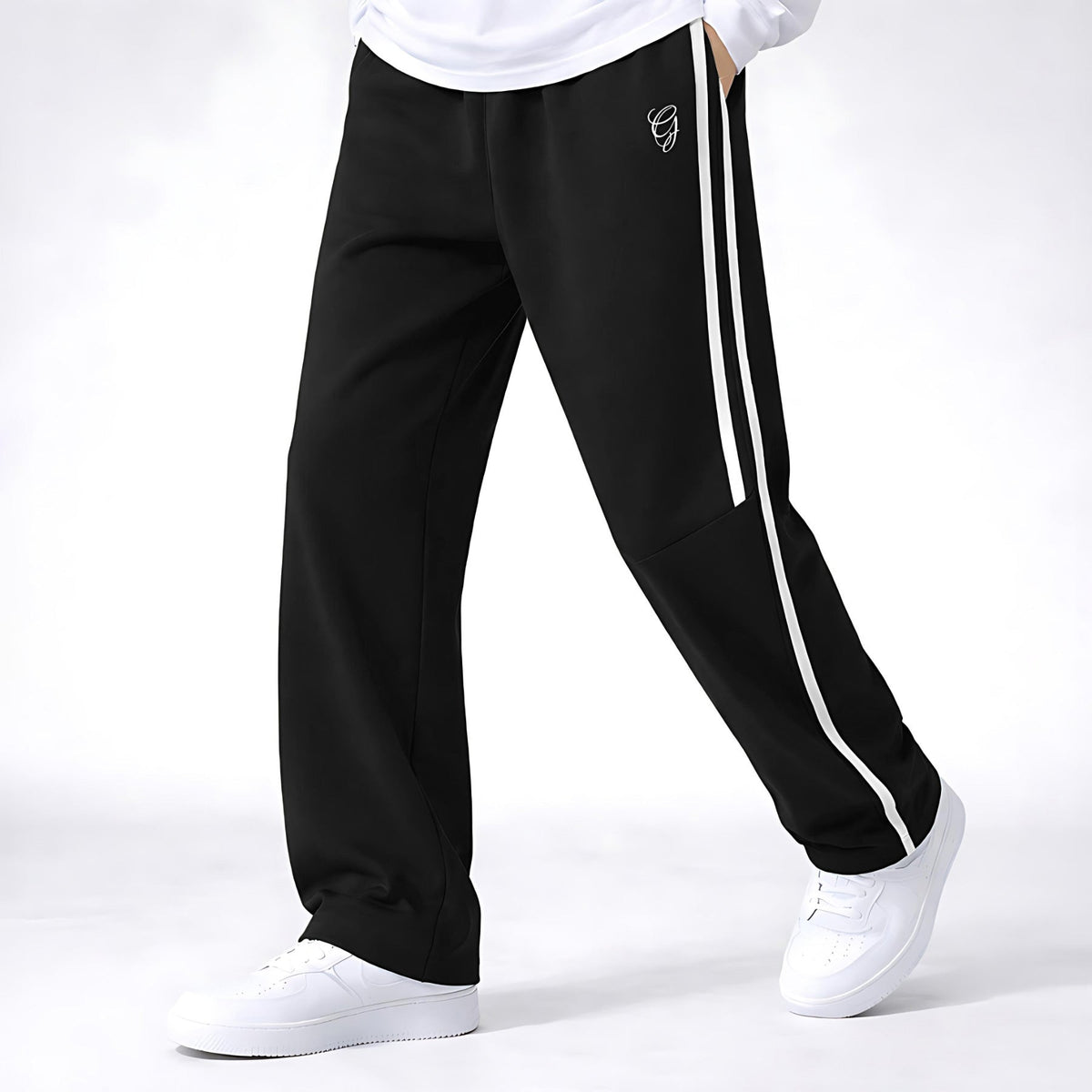 Men’s Straight Fit Black Track Pants