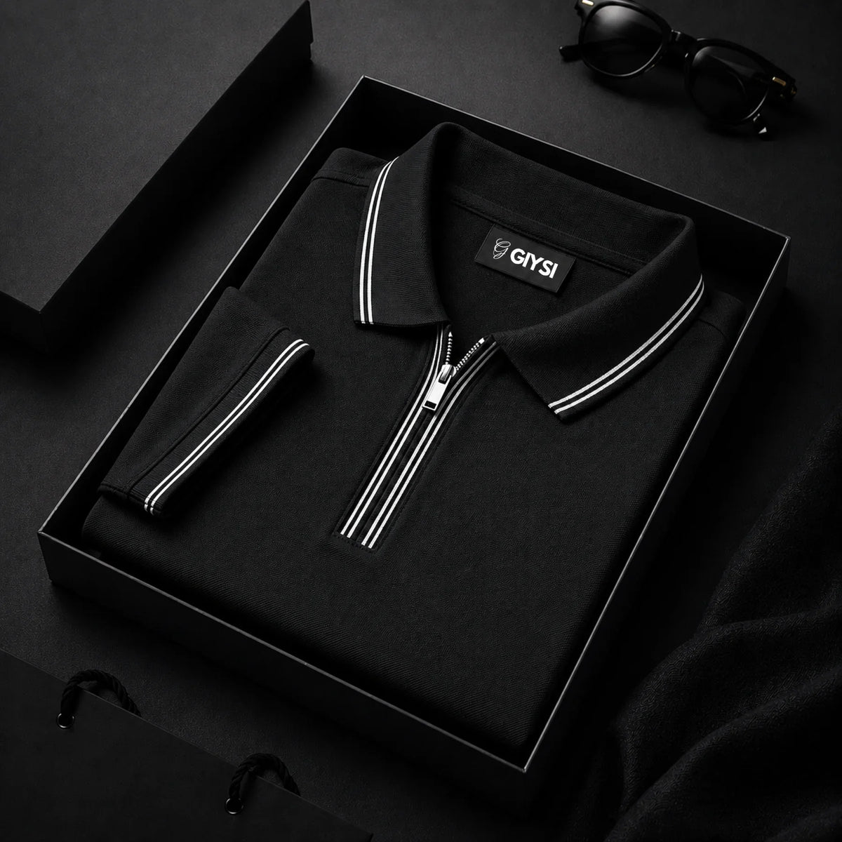 Signature Black Zip Polo