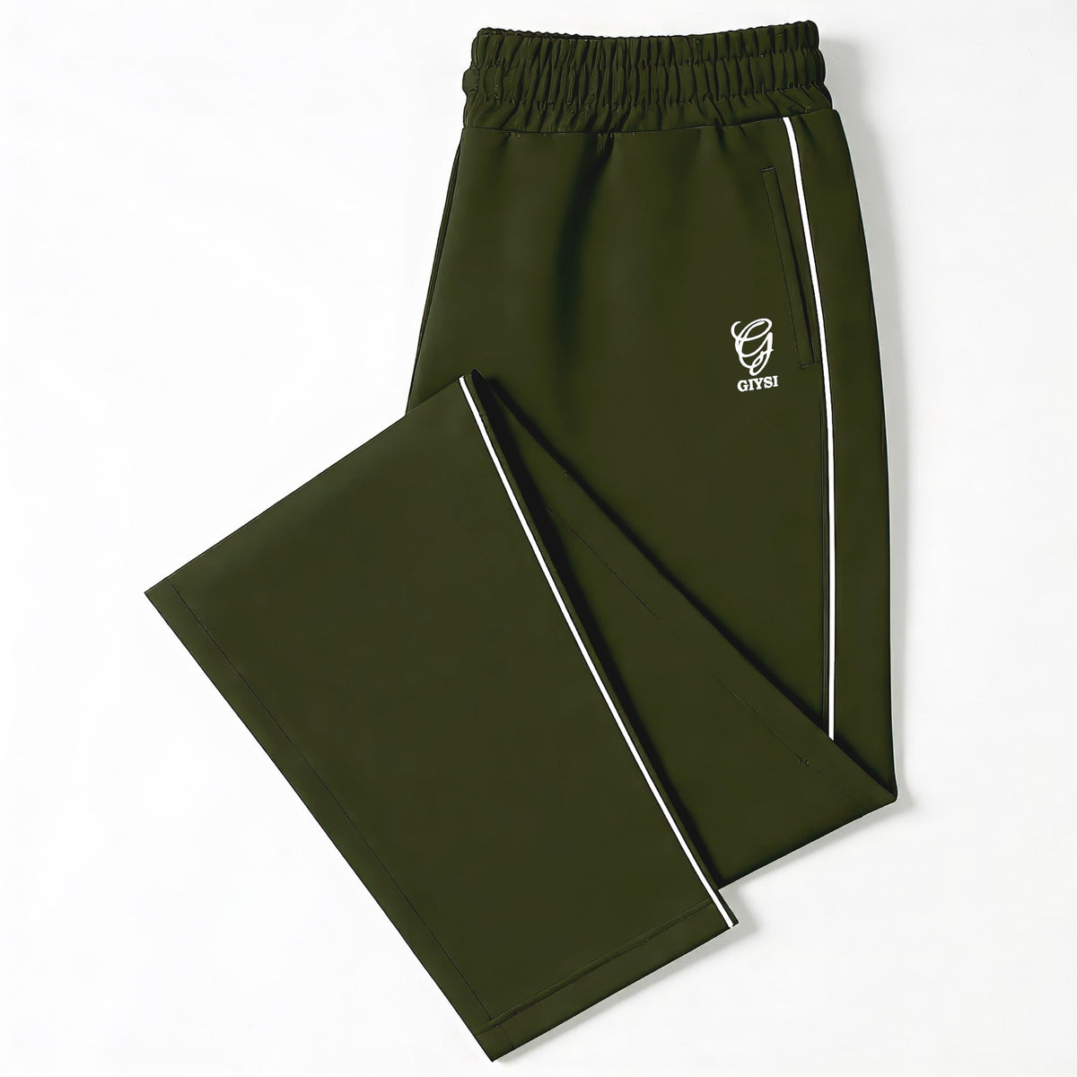 Green Track Pants with Zipper Pockets