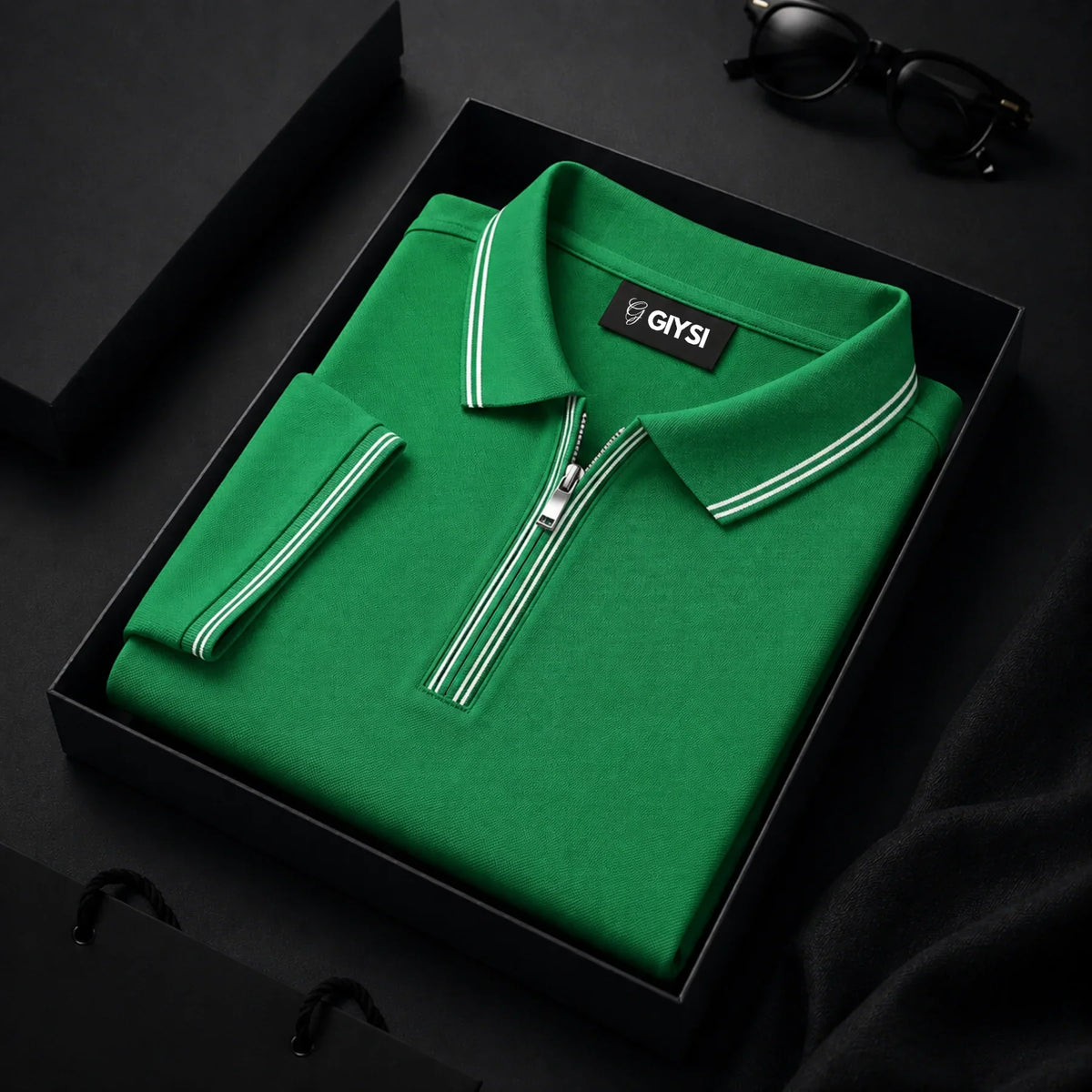 Signature Green Zip Polo