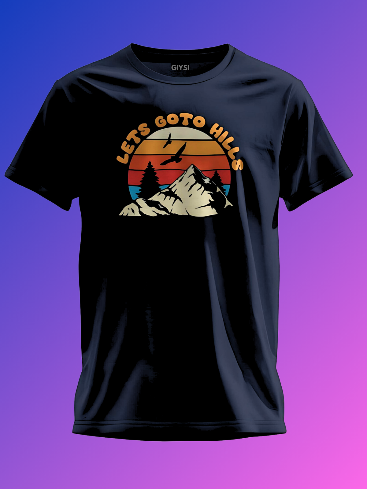 Round Neck Navy Printed T-shirt