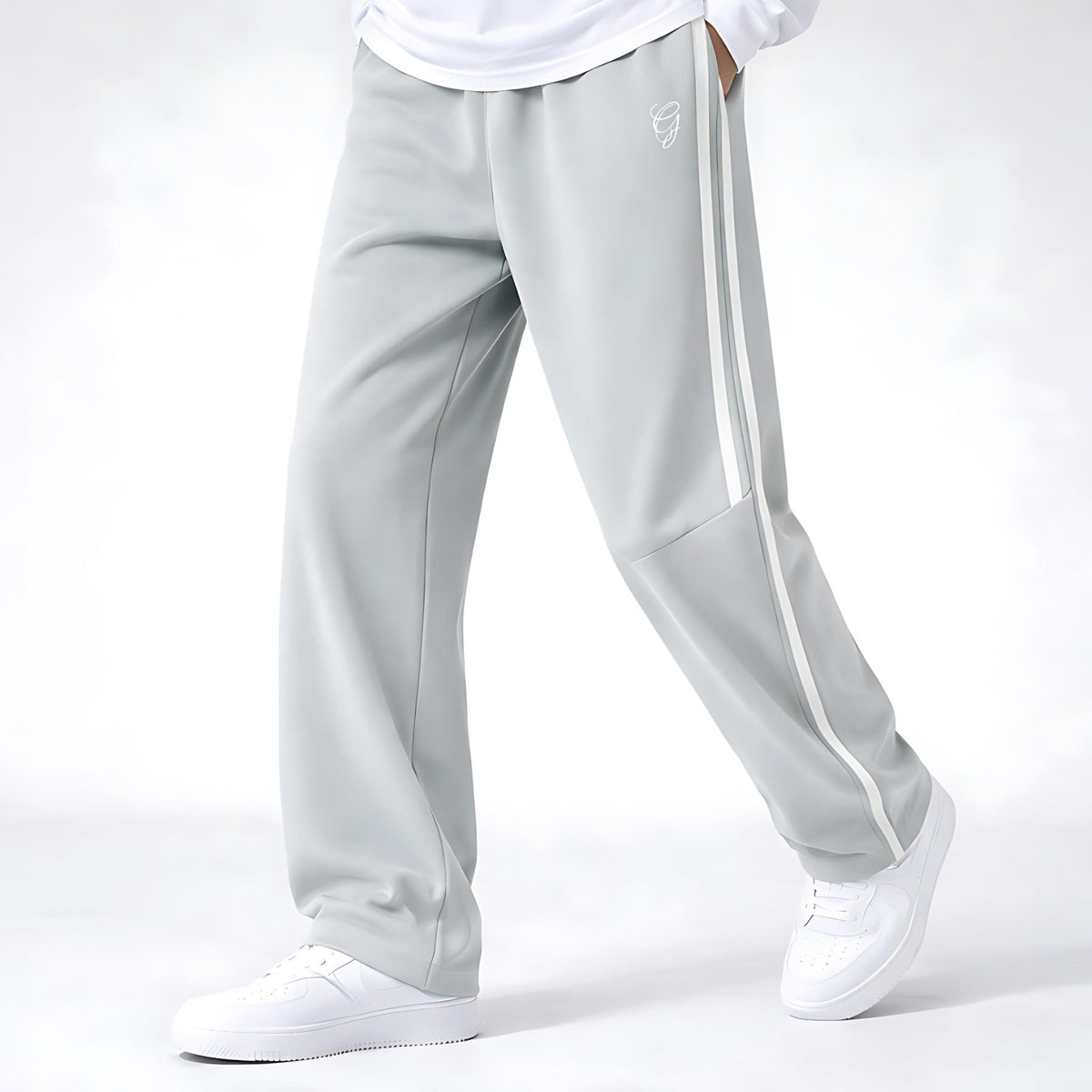 Men’s Straight Fit Silver Track Pants