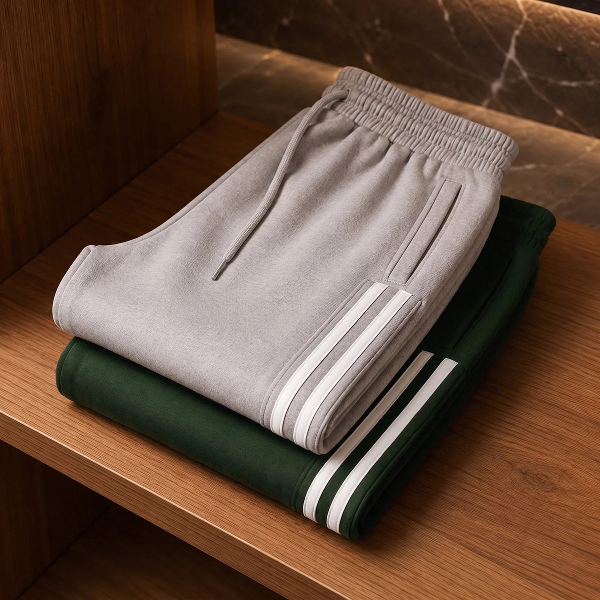 Premium Cotton Jogger Combo (Silver & Green)