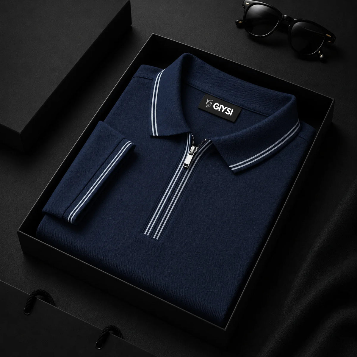 Signature Navy Zip Polo